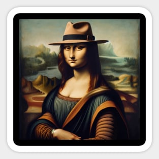 Mona Lisa's Hat Charm: Stylish National Hat Day Sticker